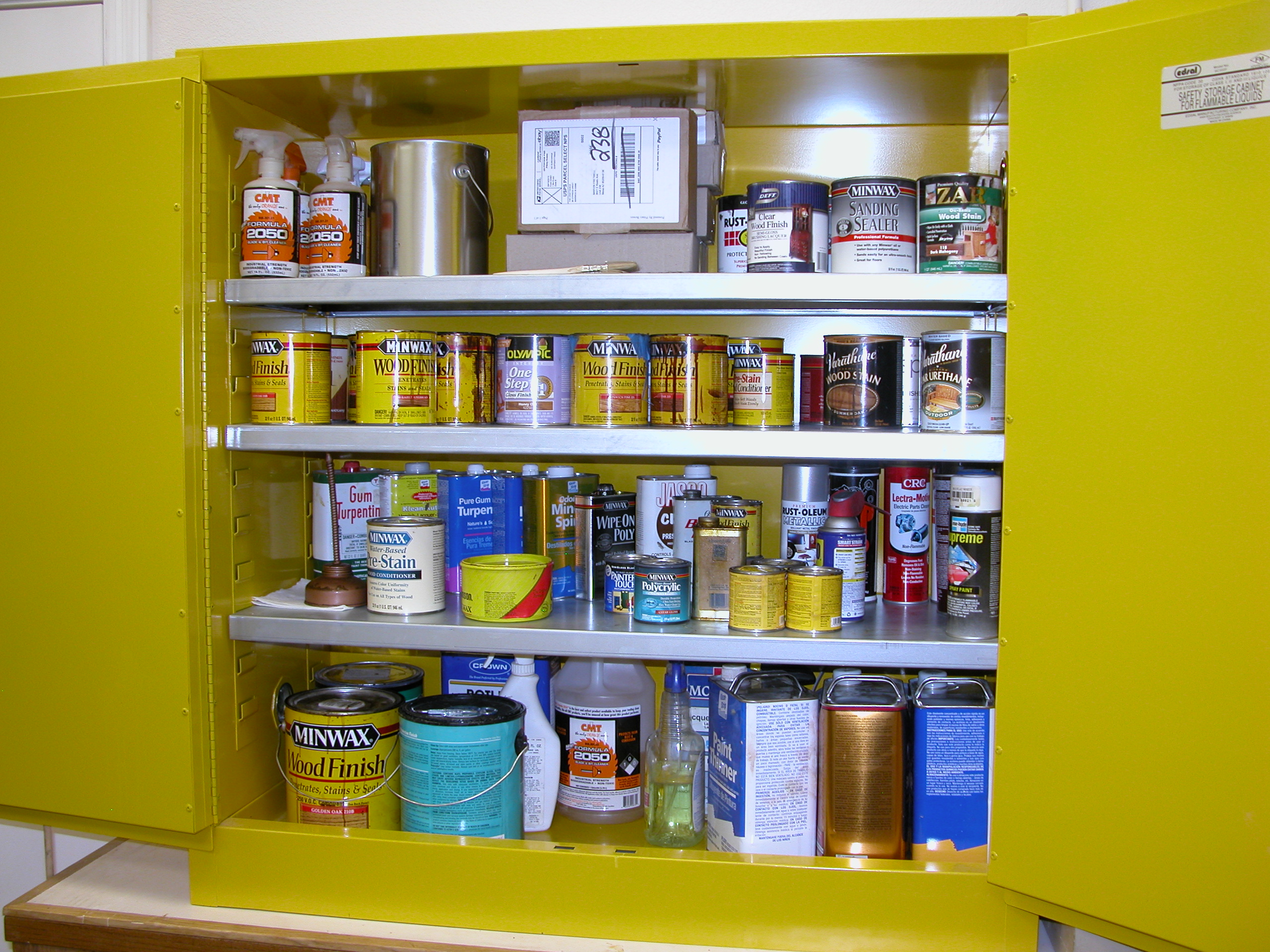 Paints and Solvents in Fireproof Cabinet